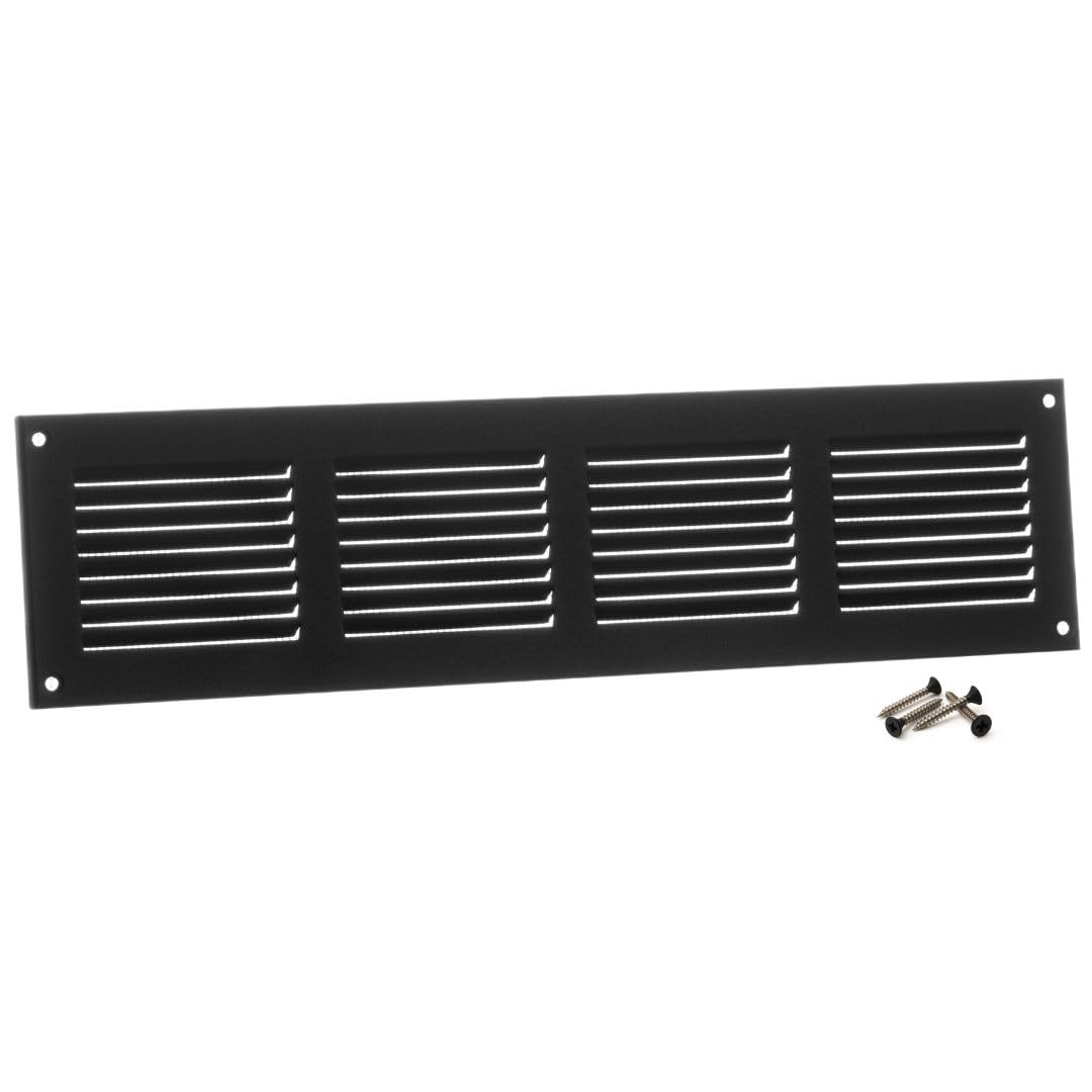 Steinberg14 Anthracite 400x100mm Metal Air Vent Cover with Insect Mesh - 16x4 inch Ventilation Grille - Air Vent Register for Walls and Ceilings - Ventilation Cover for Outdoor and Indoor