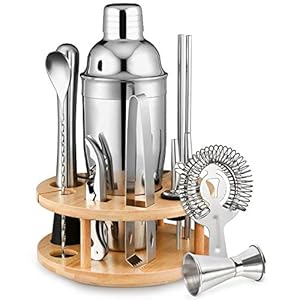 750 ml Cocktail Shaker Set, 12 Stuk RVS Bar Tools Gift Set met Roterende Stand, Barman Kit met Jigger, Muddle, Zeeven en…