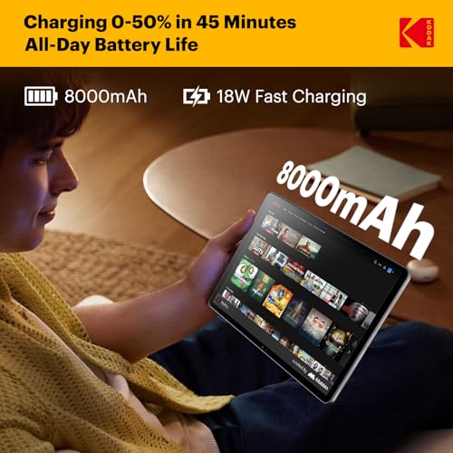 Image of KODAK K12 12 Inch Android 15 Tablet, 18GB RAM 128GB ROM(1TB Expandable), 2000x1200 Incell Display, Octa-Core Processor, 8000mAh Battery, Dual WiFi, Bluetooth