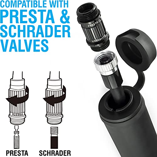 Marque Portable Mini Bike Pump - 120 Psi With Universal Presta And Schrader Valve, High Volume And High Pressure Setting For Road And Mountain Bike Tires (Gray With Hose) #TOP1