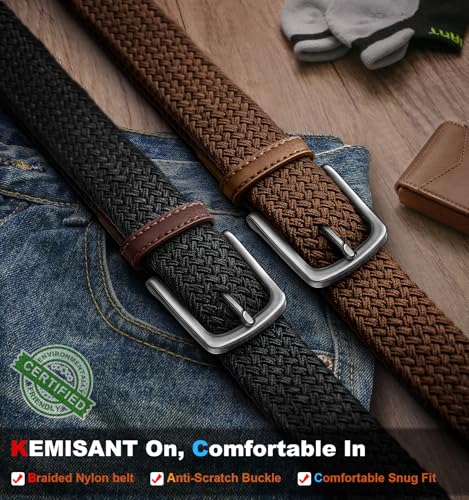 Image of KEMISANT Men's Golf Belt Nulti-pack, Braided Woven Stretch Belt for Gift Men Casual Jeans Sports Work 1 3 /8 inch