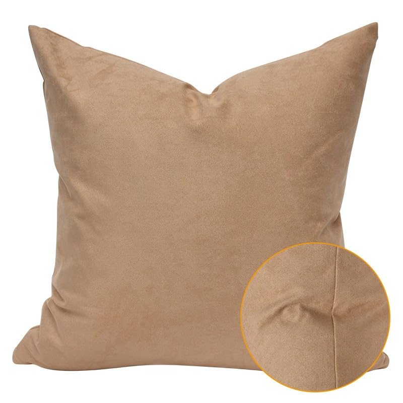 Housse de coussin de canape beige daim salon deco textile maison - 6
