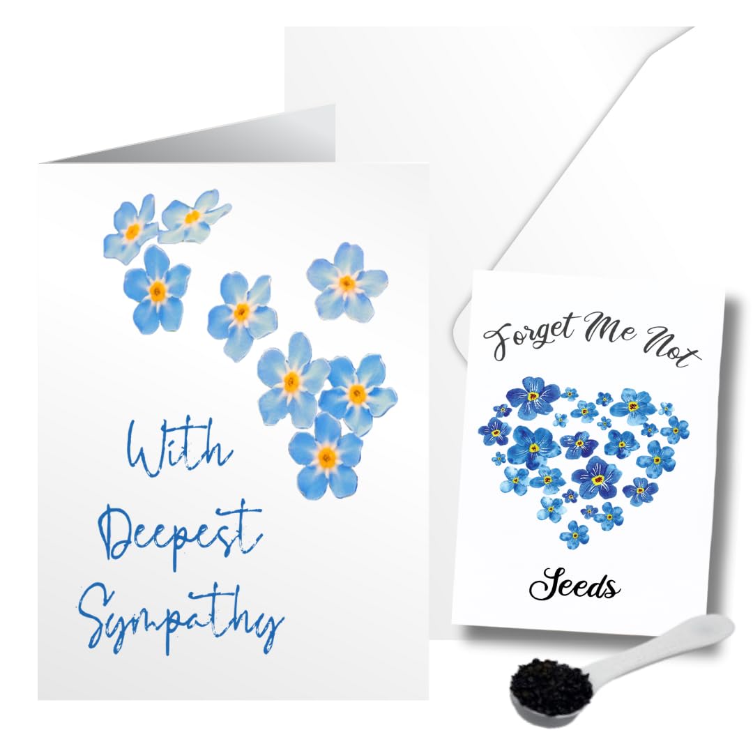 Sympathy Card Gift of Forget Me Not Seeds Matching Seed Packet Memory Card - Corner Flowers — image 1