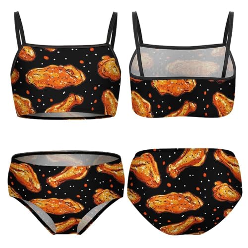 Fast Food Chicken Wings Girls Swimsuits Two Piece Bikini Sets Beach Sport Swimwear Bathing Suit3