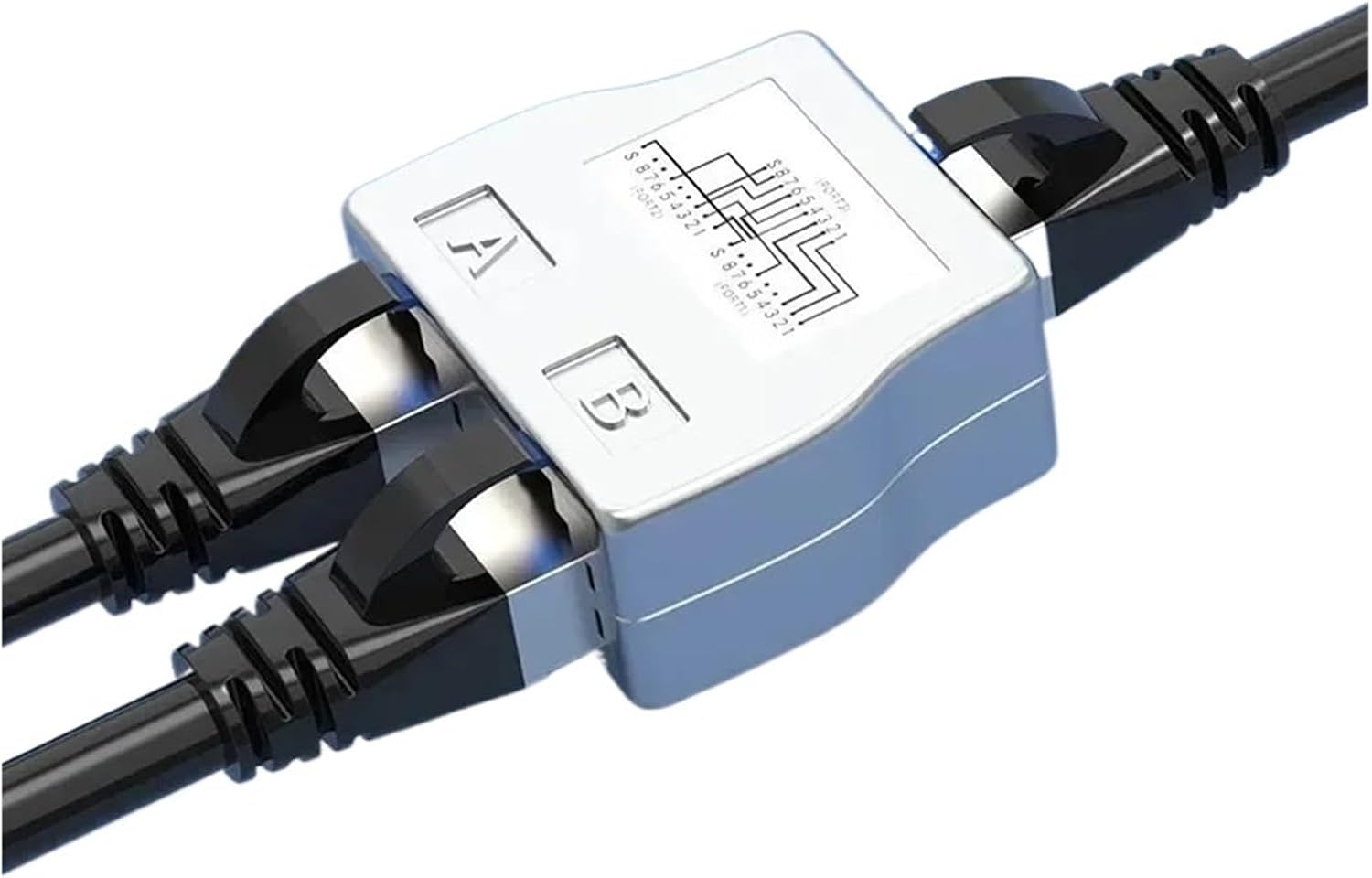 RJ45 Coupler 1 to 2 Way Splitter Connector Adapter Ethernet Modular(Silver 1 Pair)