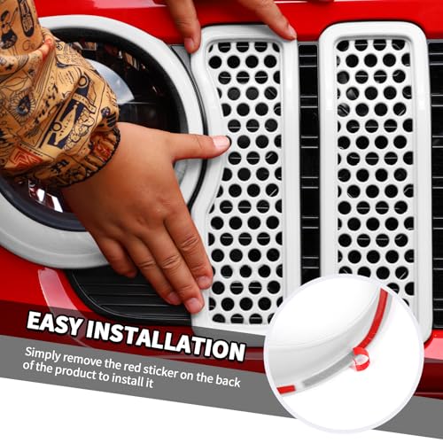 Image of 9PCS Headlight Cover & Front Grill Mesh Inserts Compatible with Jeep Wrangler JL JLU 2024-2025, NOT FIT JL Sport /Sport S (White)