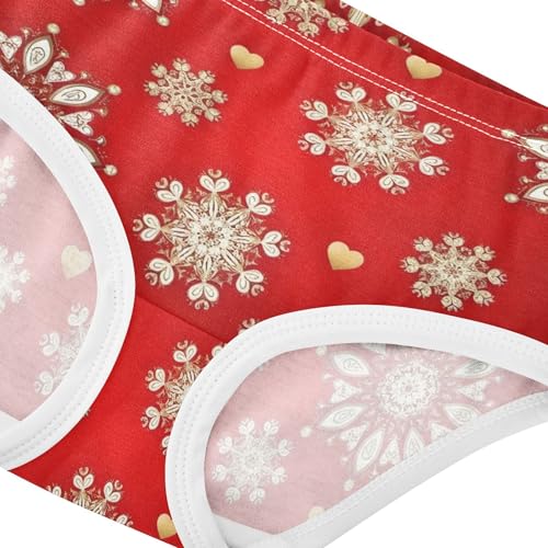 Cotton Toddler Underwear Floral Gold White Snowflakes Christmas Red Panties Little Girl Artistic Briefs Girls Undies 2t4