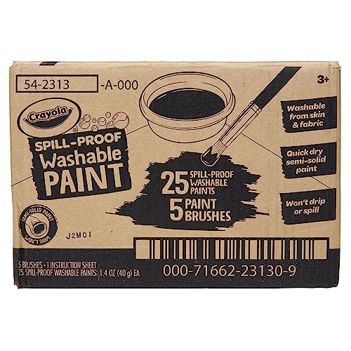 Image of Crayola Spill Proof Paint Set (25ct), Washable Paint for Kids, Kids Craft Supplies, Holiday Gift for Toddlers & Kids, Nontoxic, 3+