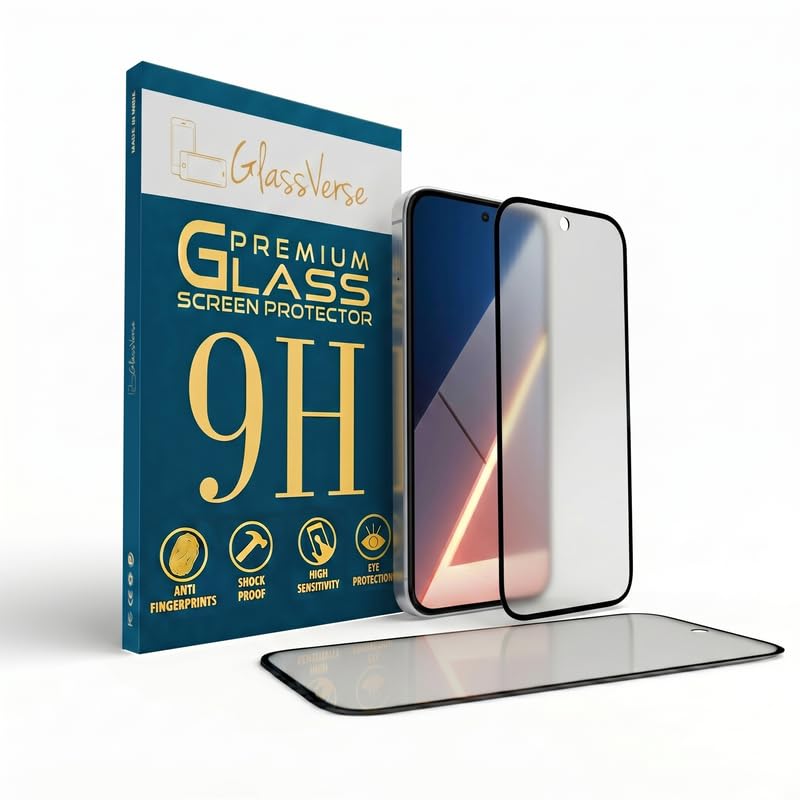 Image of GlassVerse Matte Tempered Glass for Poco M7 | Anti Glare, Smooth Touch Screen Protector, 9H Hardness, Edge to Edge, Case Friendly, Hassle-less Installation Kit Included. (Pack of 2)