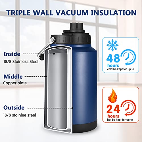 Sursip 128Oz Insulated Water Jug,One Gallon Vacuum Stainless Steel Double Walled Water Bottle With Stainless Steel Handle,18/8 Food-Grade Insulated Water Bottle ,Travel Drinking Water Flask-Black #TOP4