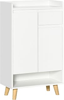 HOMCOM Modern Sideboard, Storage Cabinet with 2 Door Cupboards, Drawer and Bottom Shelf for Living Room, Hallway, White