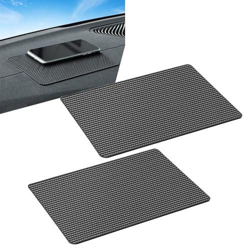 jokormo 2 PCS Car Dashboard Anti-Slip Mat, 10.62\" x 5.9\" Grid Pattern High Temperature Resistant Washable Center Console Storage Mat, Double-Sided Self-Adhesive Accessories, for Most Cars (Black)