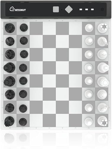 CHESSNUT Go Ultimate Portable Travel Electronic Chessboard with Full Piece Recognition and Strong Magnetic Adhesion - Perfect Desk or Travel Size (Grey)