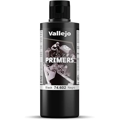 Vallejo - Surface Primer Color | Black Acrylic Primer 200 ml (6.76 fl.oz.) | Matte Finish and Fast Drying | Perfect for Airbrushing and Great Adhesion to Figurines and Scale Models