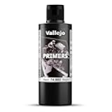 Vallejo - Surface Primer Color | Black Acrylic Primer 200 ml (6.76 fl.oz.) | Matte Finish and Fast Drying | Perfect for Airbrushing and Great Adhesion to Figurines and Scale Models