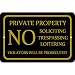 Private Property No Soliciting Loitering Trespassing 12" x 8" Aluminum Sign