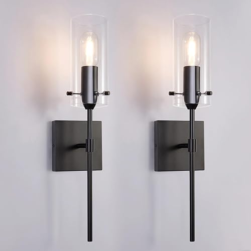 Miniatura 1 de Juego de 2 apliques de pared modernos, luz negra para tocador de baño, apliques de pared interiores para dormitorio, sala de estar, pasillo (negro,