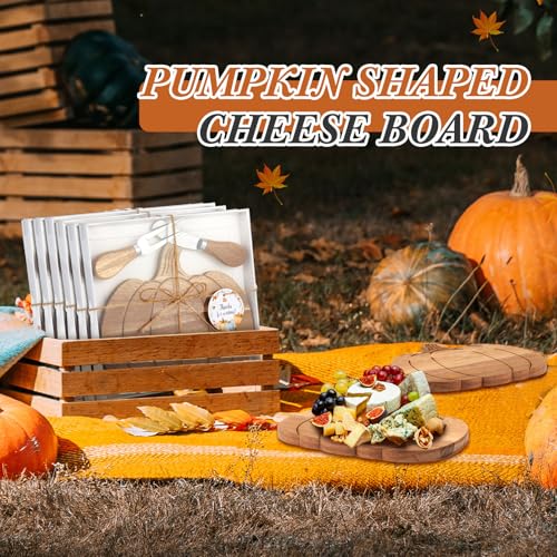 Tablero de Queso en Forma de Calabaza para Fiesta de Otoño, Set de 12 Tablas de Madera con Cuchillos y Tenedores, Ideal para Halloween y Día de Acción de Gracias miniatura 5