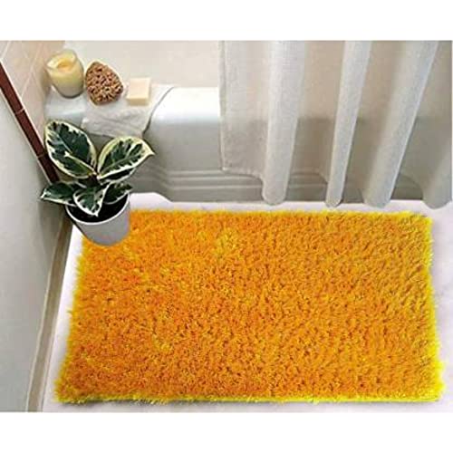Image of Anti Skid Doormats for Home and Office Entrance Living Room and Bathroom Mats | Entrance Door Mats for Home and Office Entryway. (Solid Yellow, 18x28)