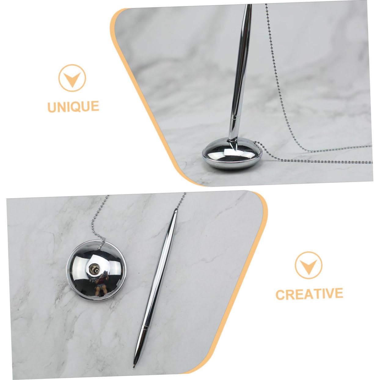 Stylo de Signature Multi-fonction avec Chaîne Argentée, Écriture Fluide, Design Élégant en Métal et Plastique, pour Usage Professionnel en Banque