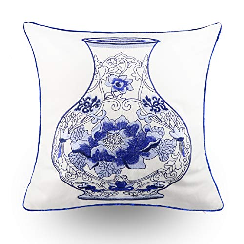 Hodeco Embroidery Throw Pillow Cover 18x18 Inches Decorative Floor Pillows Cover for Couch