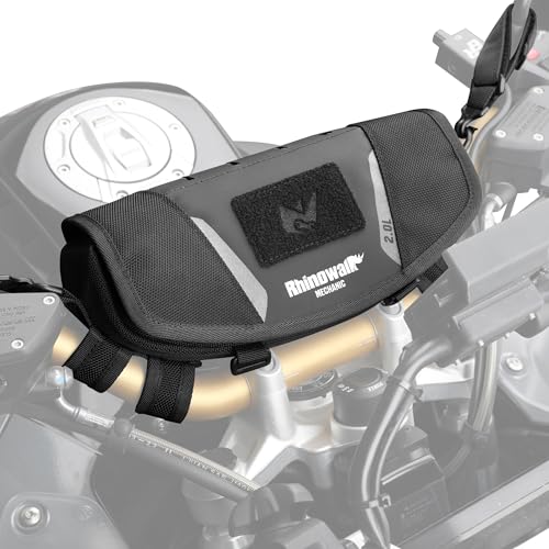 Alforja para manillar de motocicleta Rhinowalk, bolsa de herramientas y almacenamiento universal para horquilla delantera, manillar y barra Sissy miniatura 1
