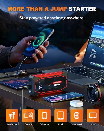Image of Jump Starter, 5000A Battery Jumper Starter Portable, Car Battery Jump Starter, Power Booster Pack 12V Lithium Jump Box with Jumper Cable and LED Lights (All Gas / 12L Diesel Engines)