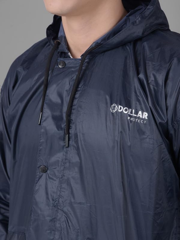 Image of Dollar Rainguard Men's PVC Full Sleeve Solid Raincoat Set With Adjustable Hood and Pocket