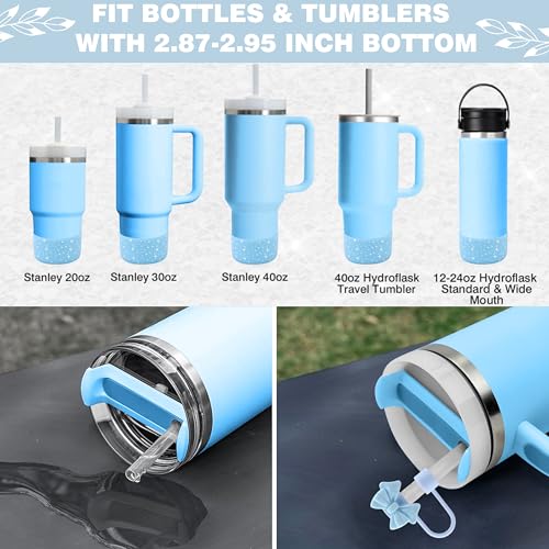 Hpebl 9PCS Blue for Stanley Cup Accessories Set Bling Initials Bow Charms for Stanley Decorations 30/40 Oz Tumbler Accessories Including Bow Straw Topper, Handle Strap, Spill Stopper（Letter A） - image 4
