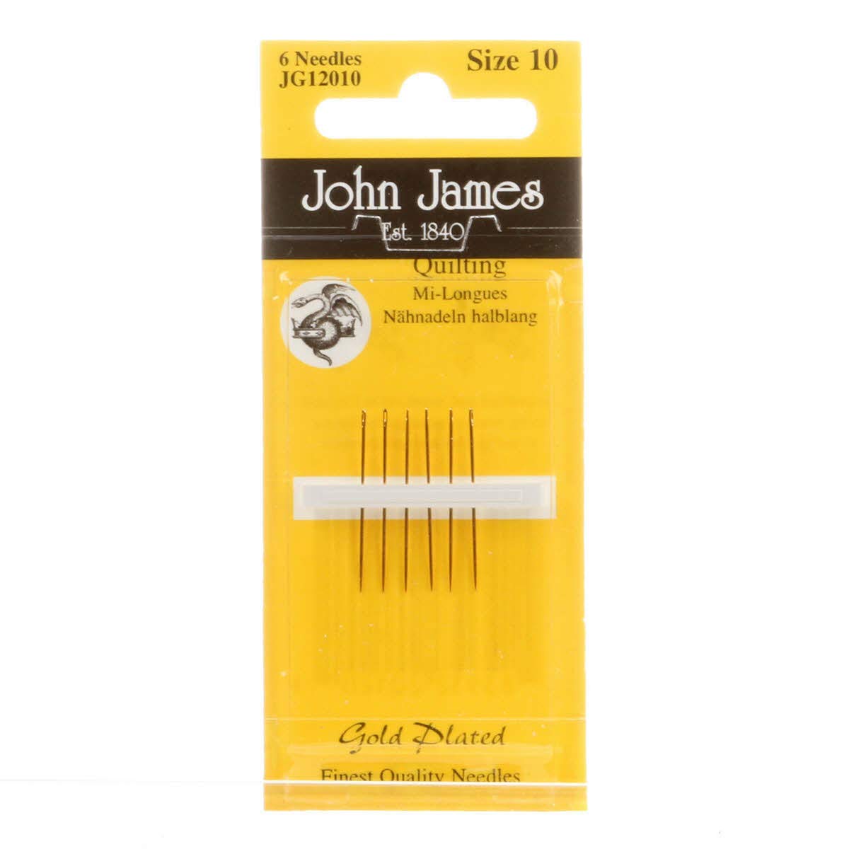 Colonial Needle 6 Count John James Plated Between Quilting Needles, Size 10, Gold
