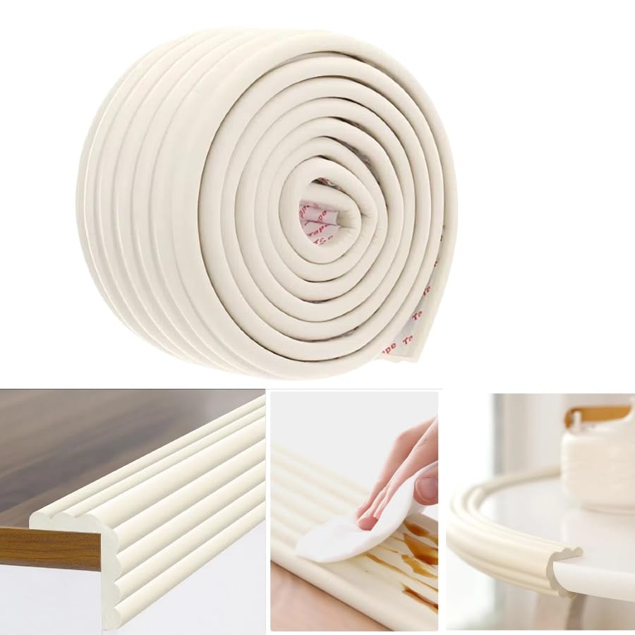 Baby Edge Corner Guards, 2M Safety Bumpers Edge Guard, Soft Furniture Table Corner Protect Bumper, Safe Protector Foam, Baby Safety Bumper Guard soft strip（white）