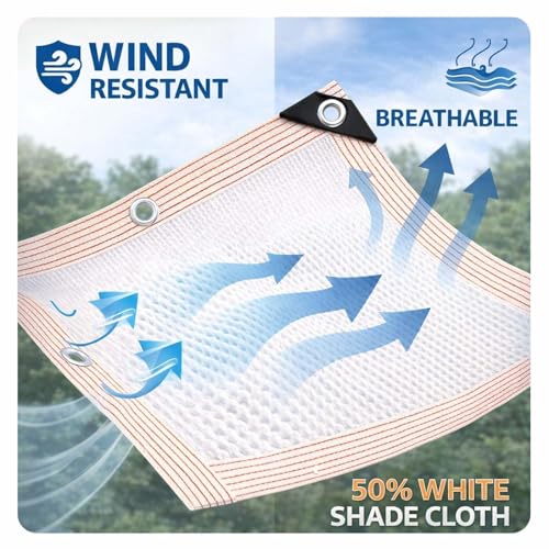 Bâche en maille durable blanche 3x6,1m filet ombrage plantes et serre - 5