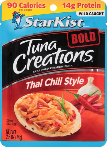 Image of StarKist Tuna Creations BOLD Thai Chili Style Pouch (2.6 oz - 2 Pack) Wild Caught, High Protein Shelf Stable Seafood, Gluten Free, Soy Free, No Draining, Ready to Eat for Salads and Sandwiches