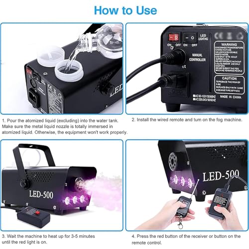 Máquina de humo LED 500W con control remoto inalámbrico miniatura 5