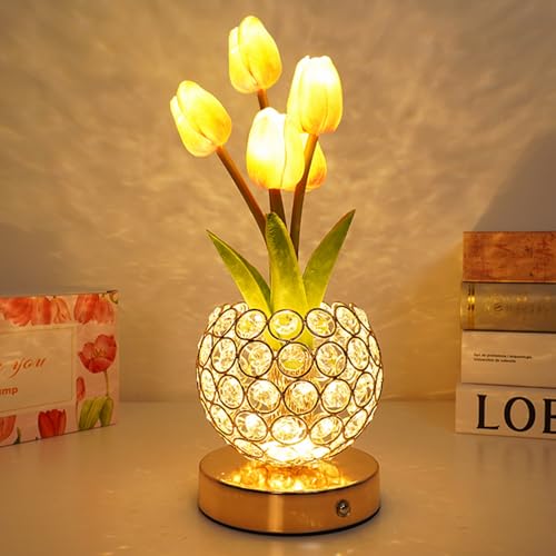 4000mAh Rechargeable Tulip Lamp Cordless Bedside Nightstand Light