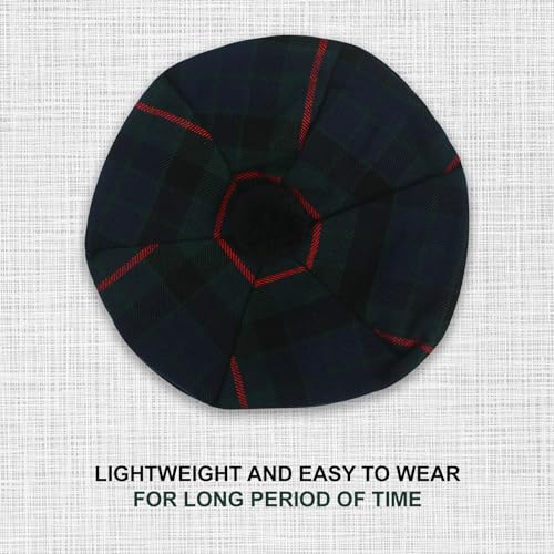 Image of Scottish Tam O' Shanter Hat Tartan Bonnet Pom Pom Wool Flat Cap One Size