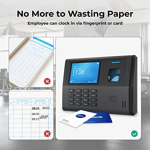 Anviz Time Clock - Cx3 Fingerprint Biometric Time Attendance Machine For Employees Small Business - Finger Scan + Rfid + Pin Punching In One, Up To 300 Users With Night Shifts No Software Required #TOP1