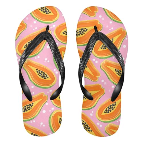 Papaya Orange Pink Flip Flops for Beach Thong Sandals Anti-slip Lightweight Beach Shoes for Summer Travel Swim