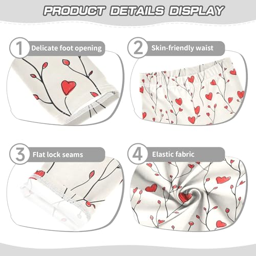 Red Heart Tree Branches Girls Leggings Ultra Soft Compression Yoga Gym Pants for Kids 4-10T3