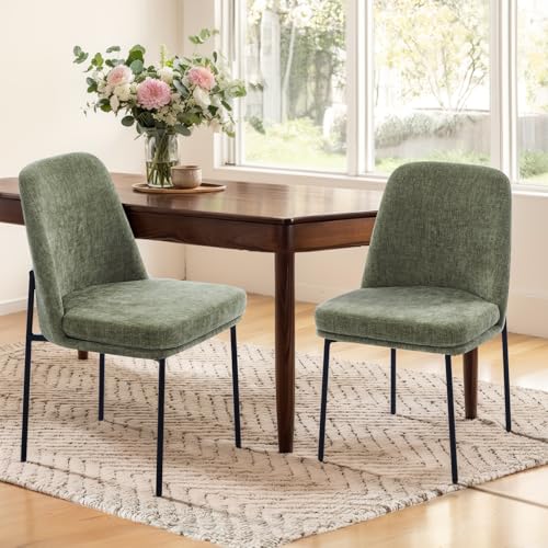 COLAMY Modern Dining Chairs Set of 2, Fabric Upholstered Dining