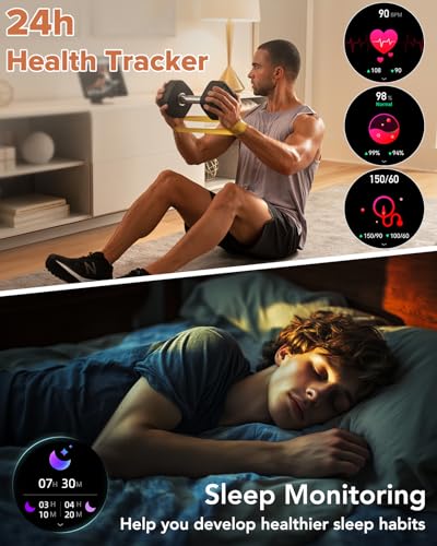 MEGALITH Smartwatch Herr - Fitness, Stegräknare & Blodtryck Svart