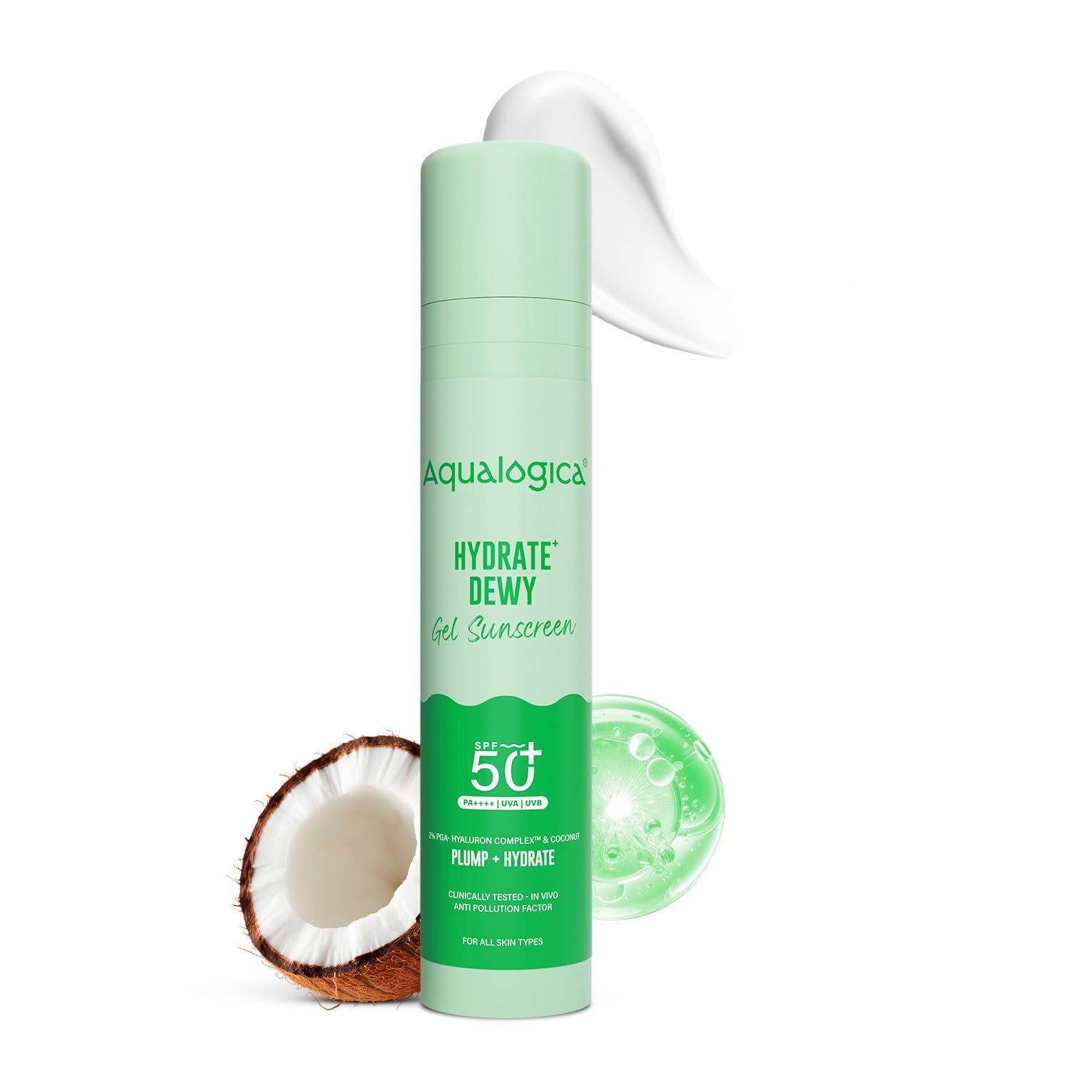 Aqualogica Hydrate+ Dewy Sunscreen SPF 50 PA+++ 50g UVA/B & Blue Light Protection for Men & Women For Oily, Combination & Dry Skin Fragrance-Free