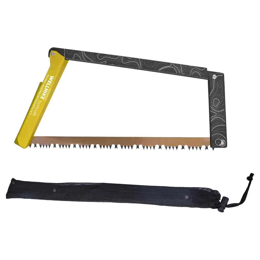 GETBSTOOP Folding Saw with Storage Bag Multifunctional Camping Handsaw for Wood (Yellow)