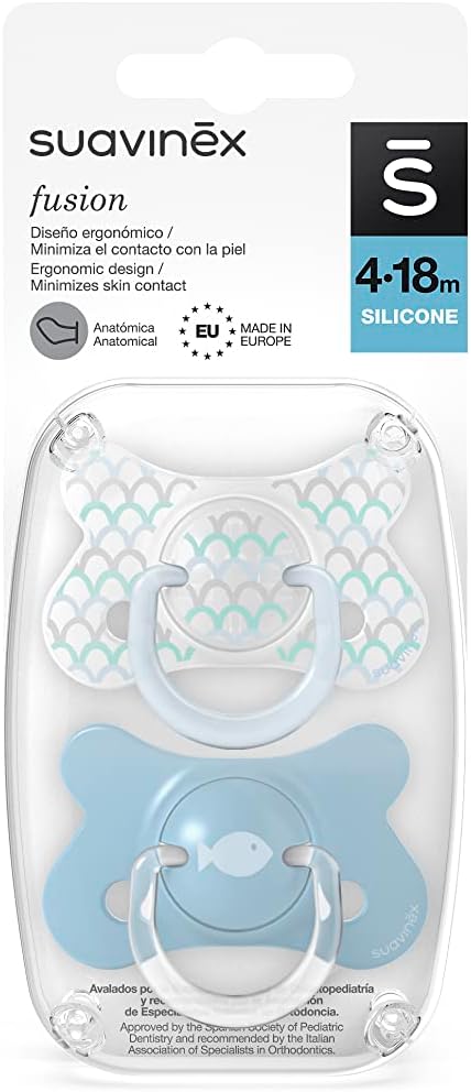 Suavinex3801232 Anatomical Memories Fusion Soother 2-Pieces Set, Blue