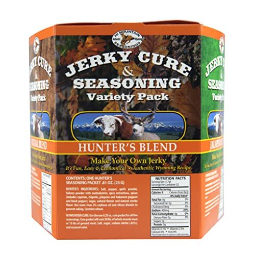 Hi Mountain Jerky Cure & Seasoning Kit - Variety Pack #3: Original, Hunters Blend, Bourbon Bbq, Jalapeno, Spicy Lime #TOP3
