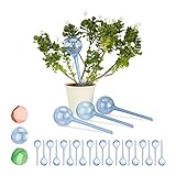 Relaxdays 24 x Bewässerungskugeln im Set, Dosierte Bewässerung, 2 Wochen, Versenkbar, Deko, Topfpflanzen, Kunststoff, blau