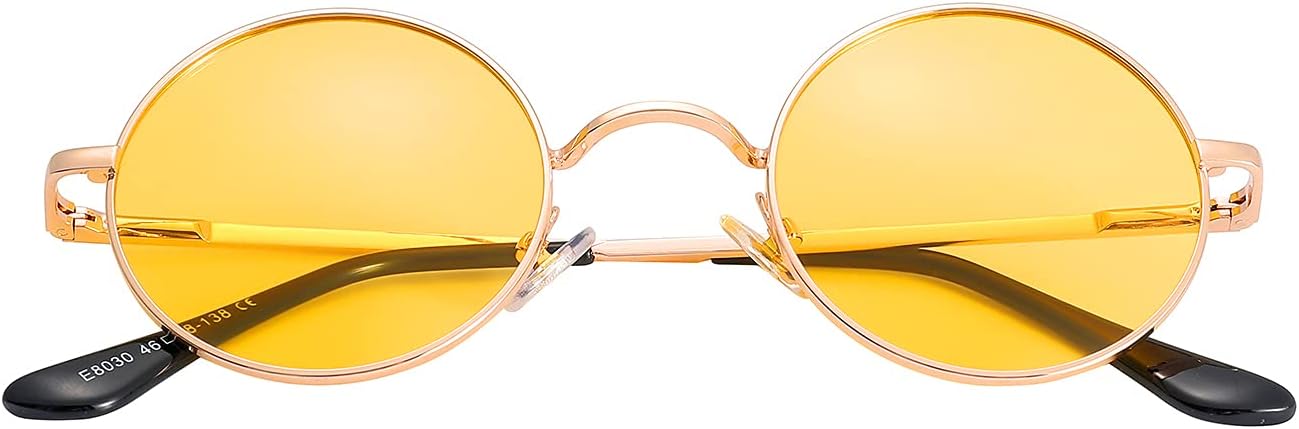 Red Lens Circle Glasses Small Round Polarized Sunglasses for Women Men Retro Hippie Style Circle Sun Glasses - Image 3