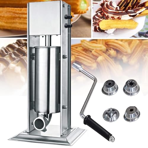 Churro Maker Machine Máquina manual para hacer churros, comercial, de acero inoxidable, de 3 l, para rellenar donas y postres, herramienta para hacer churros, para uso doméstico y comercial.