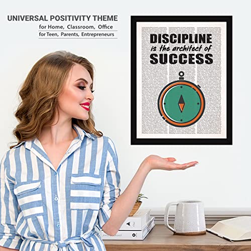 Image of Chaka Chaundh Engineered Wood - Discipline Quotes Poster Frame - Discipline Wall Framed Poster - Motivational Quotes Frames For Office, Home, Student (11 X 14 Inches)