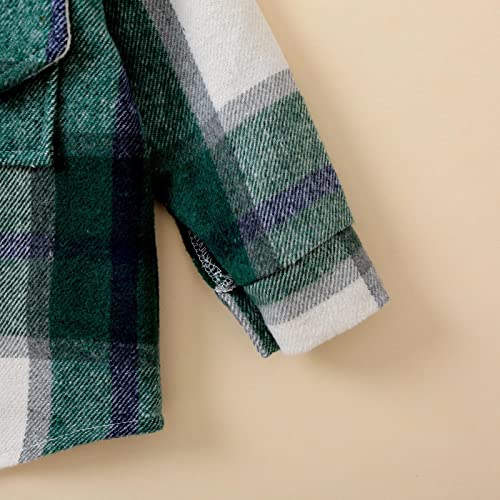 Toddler Boys Girls Shirt Jacket Plaid Long Sleeve Shacket Kids Collar Button Down Outerwear Jackets Cute Korean Aesthetic4
